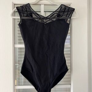 Black Mesh Design Ballet Leotard